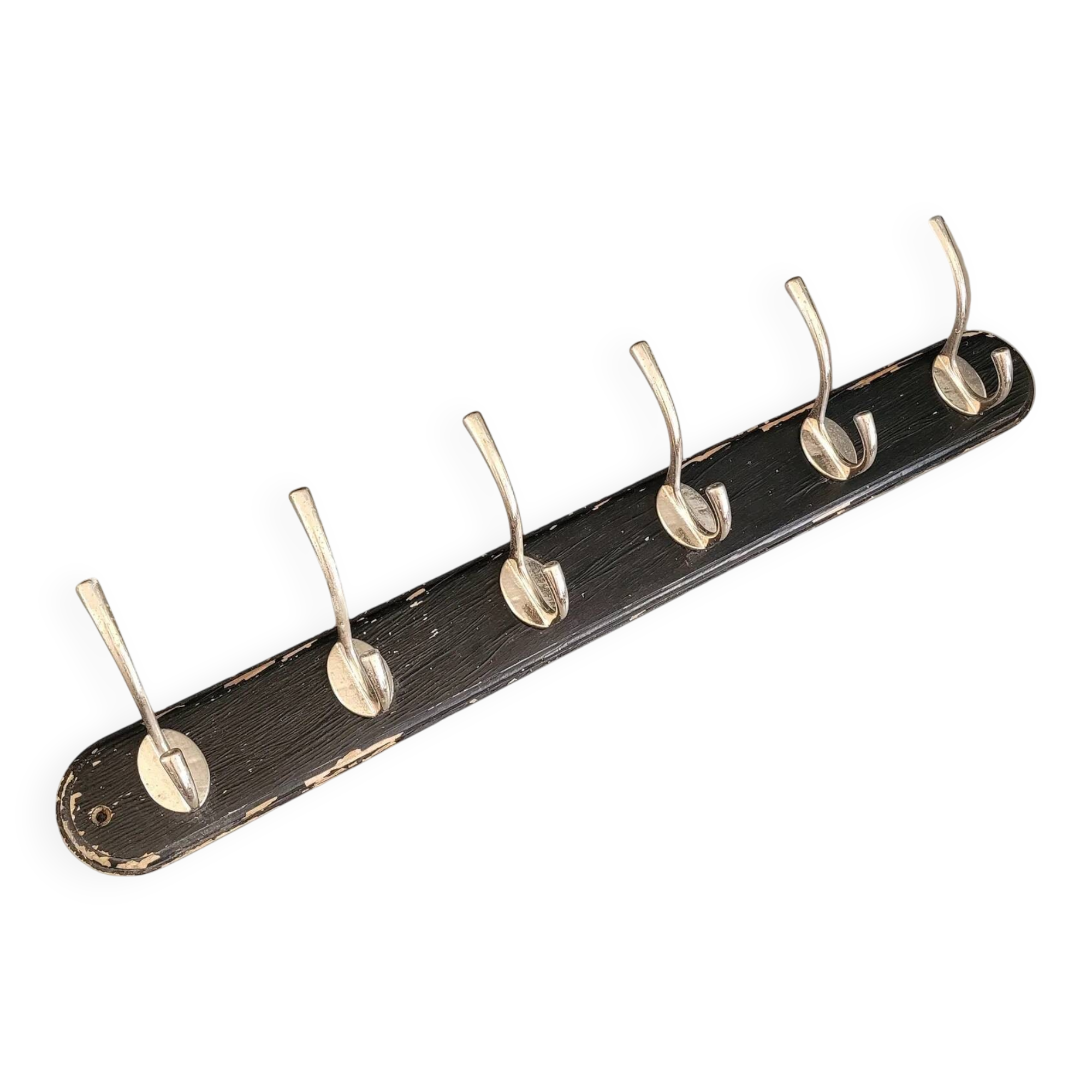 Antique wall coat rack with 6 hooks