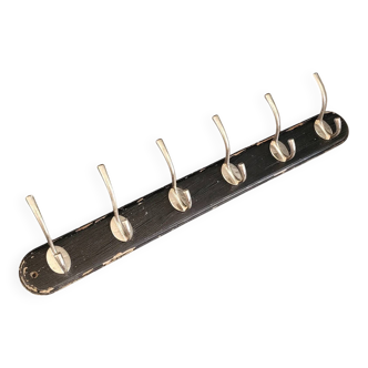Antique wall coat rack with 6 hooks