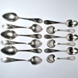 Lot of 12 silver-plated dessert spoons apollo rocaille model.