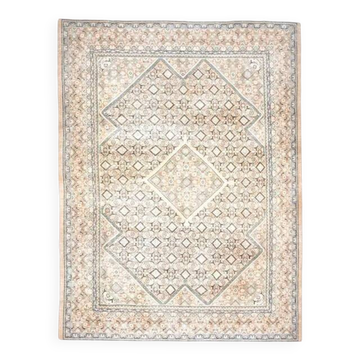 Tapis d'aire vintage persan fait à la main en laine et coton beige 287x384 des années 1970