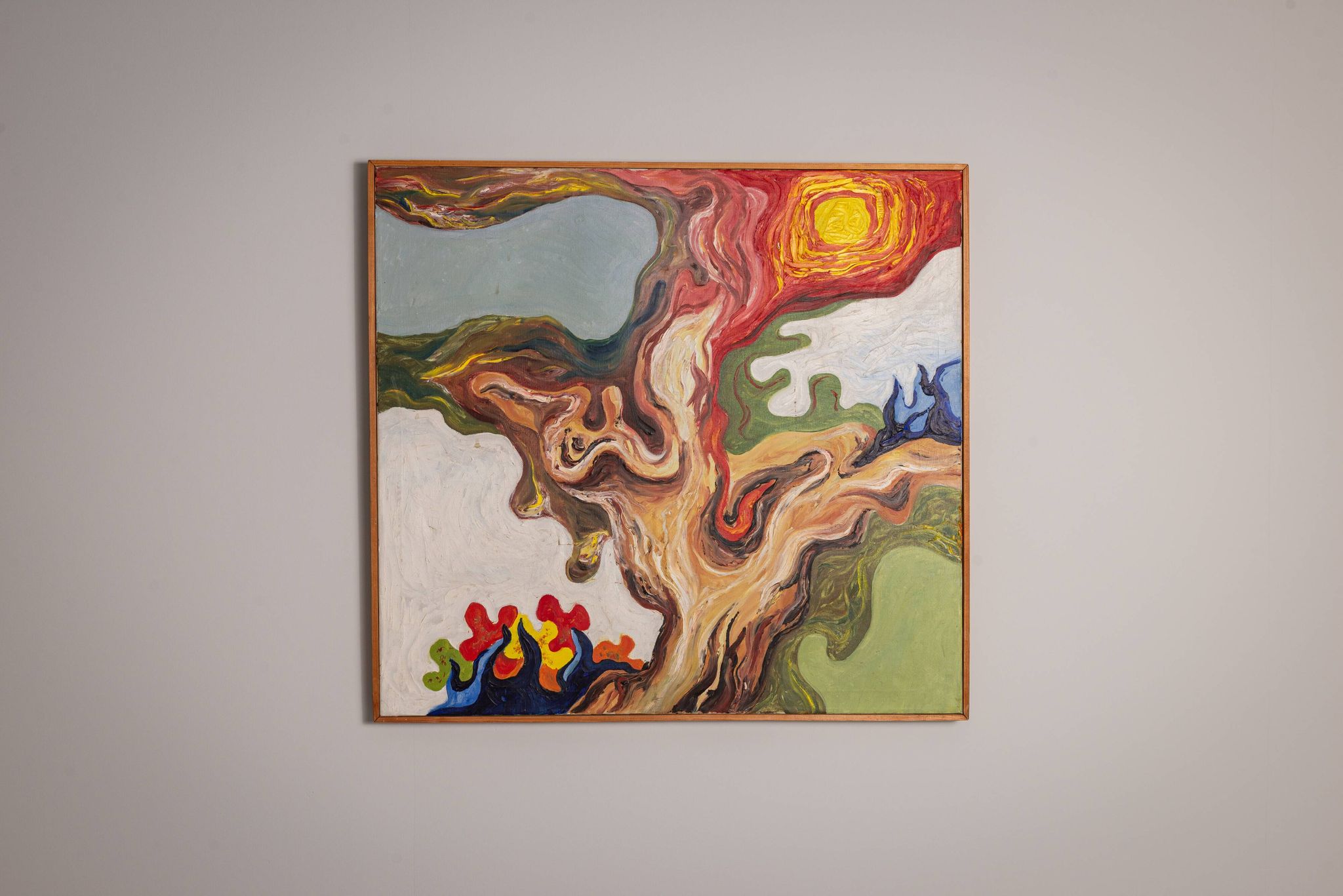 Peinture abstraite d'une figure au soleil