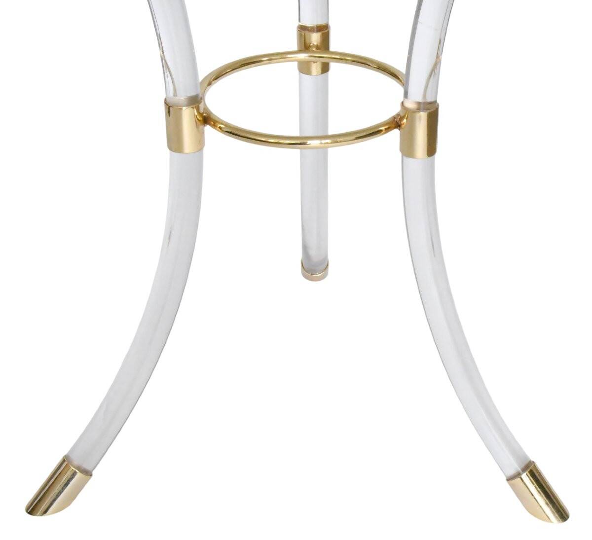 Lucite and gilded brass gueridon Hollywood Regency