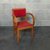 Small red bridge chair with armrests