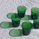 5 glasses in green glass with water or aperitif, made in italy, vintage