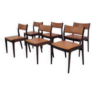 Series of 6 vintage Scandinavian chairs by Johannès Andersen for Uldum Mobelfabrik 1960.