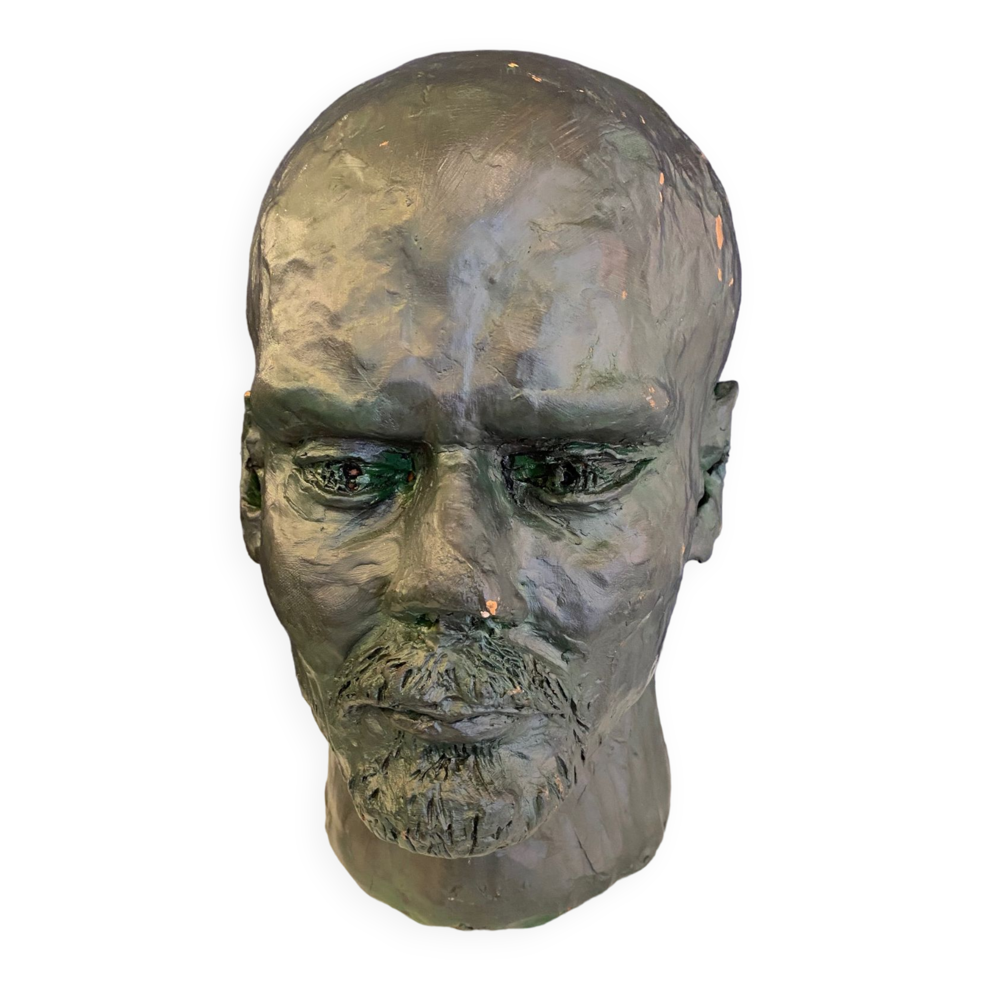 Bust of lenin terracotta sculpture color green bronze large format