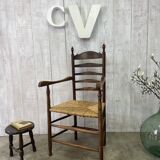 Old straw armchair