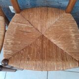 Set of 4 old Picardie straw chairs