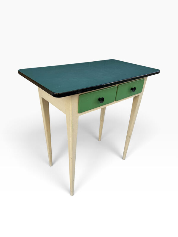 Table d’appoint Formica bleu des années 50 France