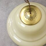 Suspension mid-century en laiton jaune et verre, italie