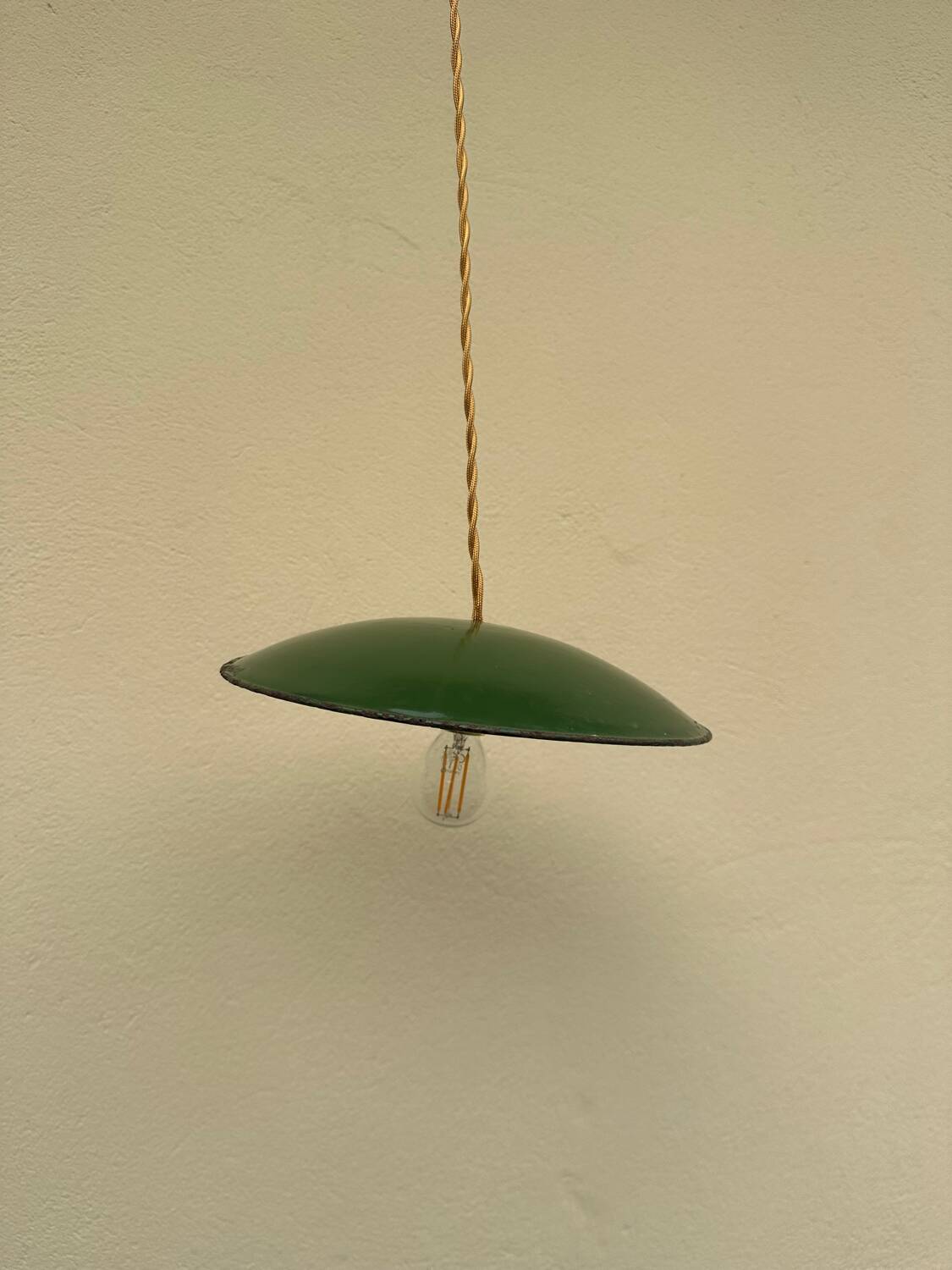 Vintage industrial pendant light farmhouse style old loft green and white lampshade