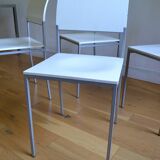 Set of 4 vintage metal and wood chairs from the 1990s.