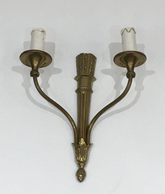 Pair of Louis XVI style bronze wall sconces with quivers