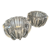 Paire de bougeoirs  Art Déco en verre pressé  moulé signé d'AVESN