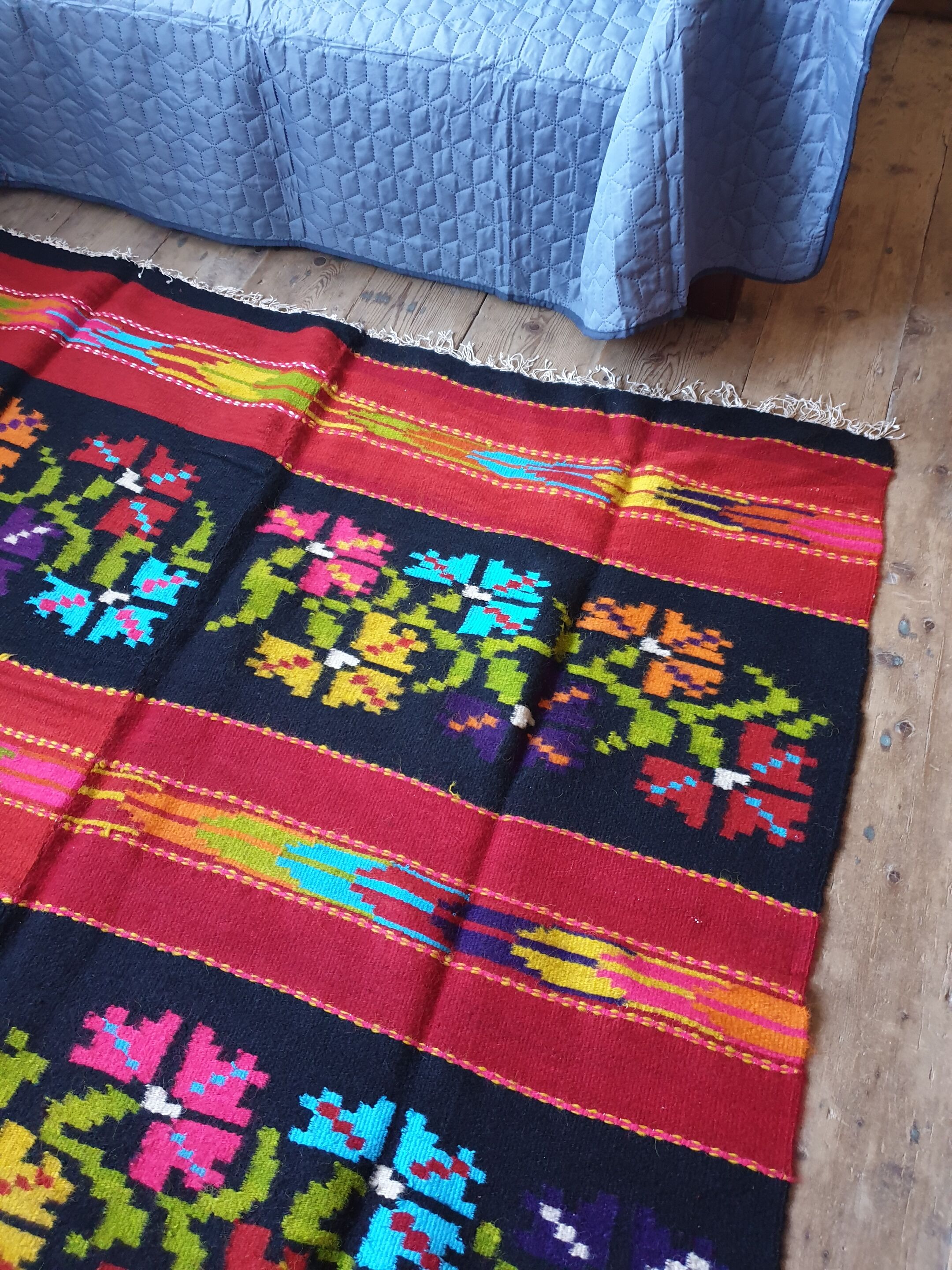 Kilim fleurs en laine faite à la main 256x150cm