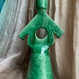 Berber candle holder in green glazed terracotta