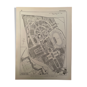 Lithographie plan de l'Exposition franco britannique de 1908