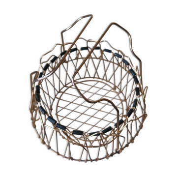 Panier vintage erdecor en fils métalliques dorés à l'or fin circa 1960