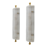 Pair of Art Dèco Style Italian Murano Glass and Brass Sconces