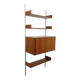 Wall shelf library with vintage ARP Minvielle secretary bar