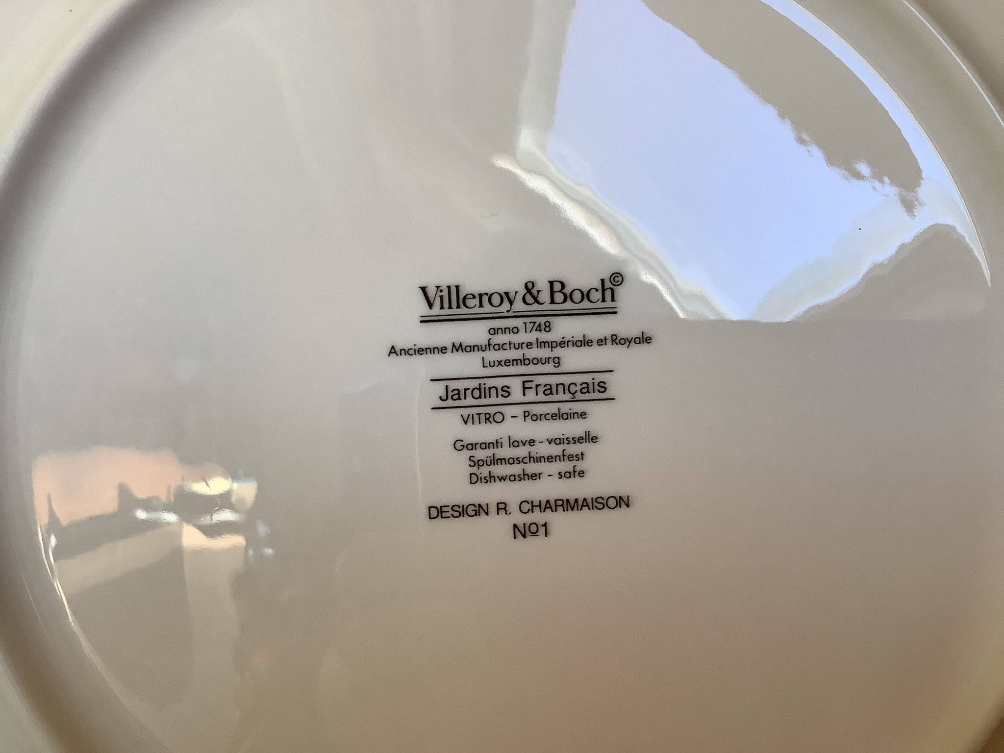 Numbered plate R Charmaison Villeroy and Boch