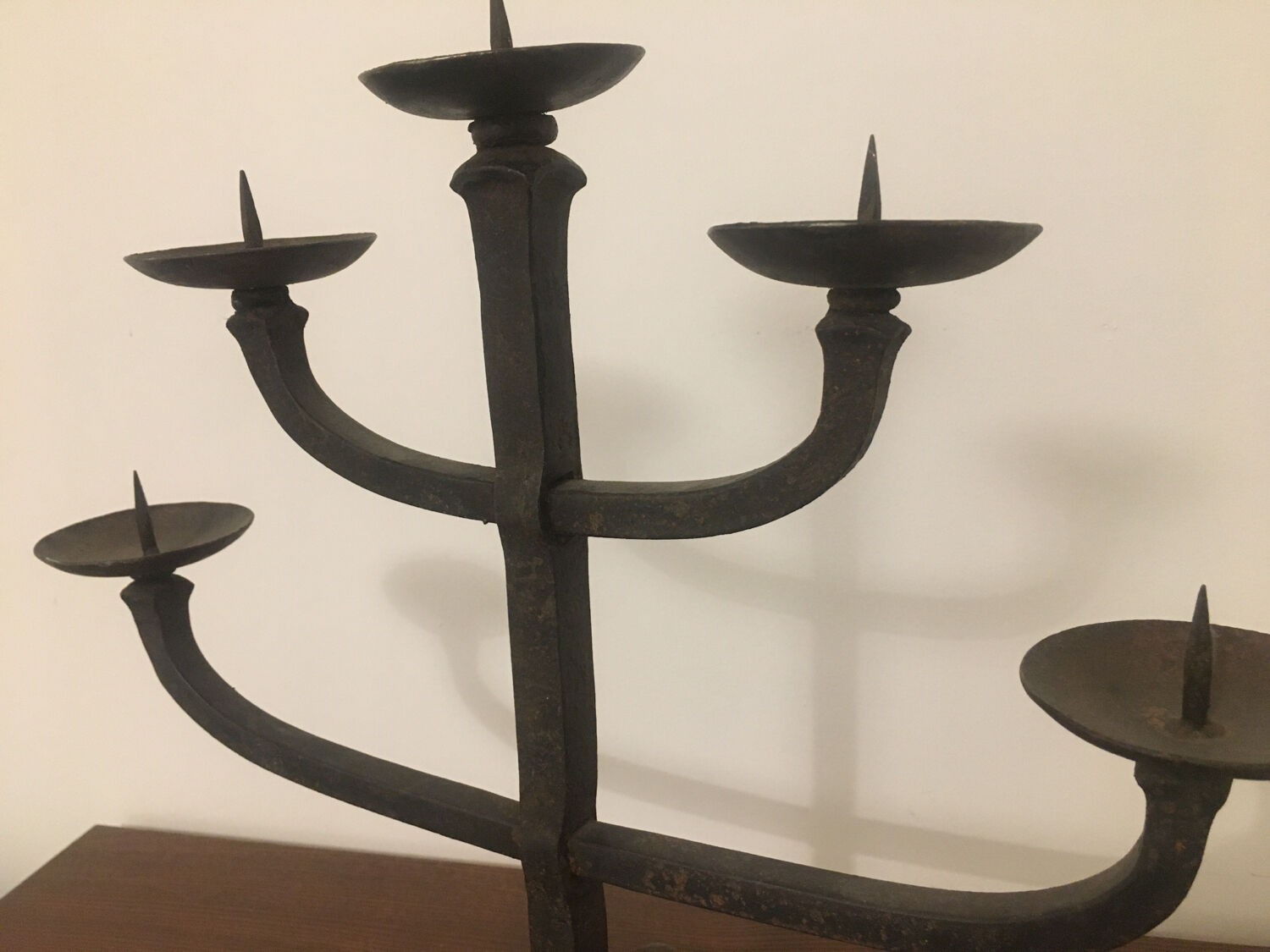 Brutalist wrought iron chandelier