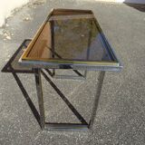 Chrome and golden brass console 70s