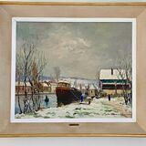 Tableau paysage de neige Amédée Boucher.