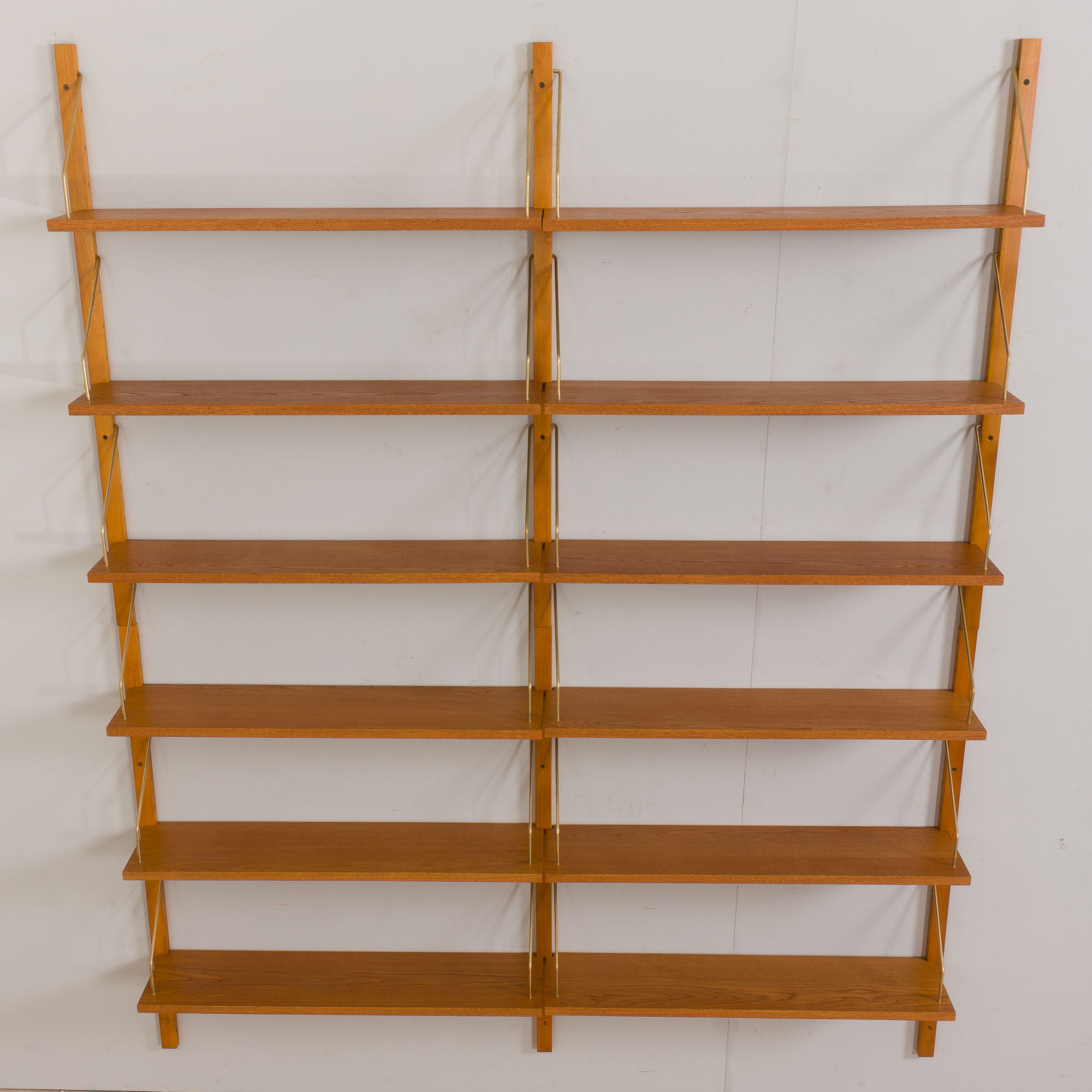 Danish oak modular shelving system 12 shelves