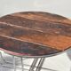 Rustic refurbished wood metal base industrial round coffee