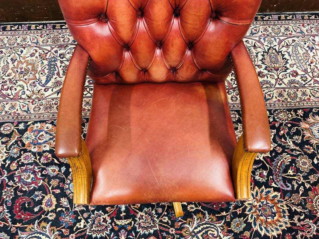 Classic English Red Chesterfield Desk Chair