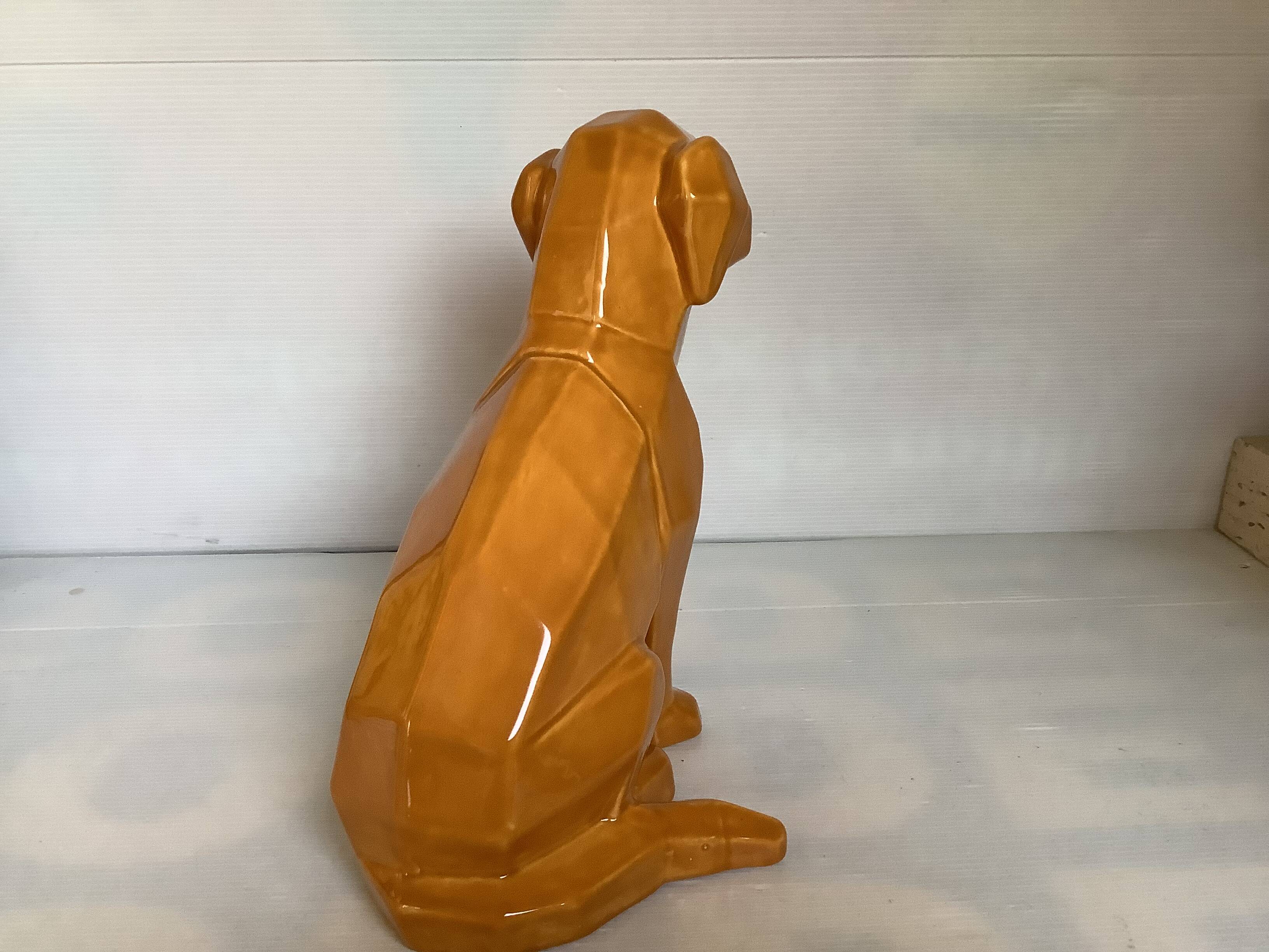 Grand chien style origami céramique