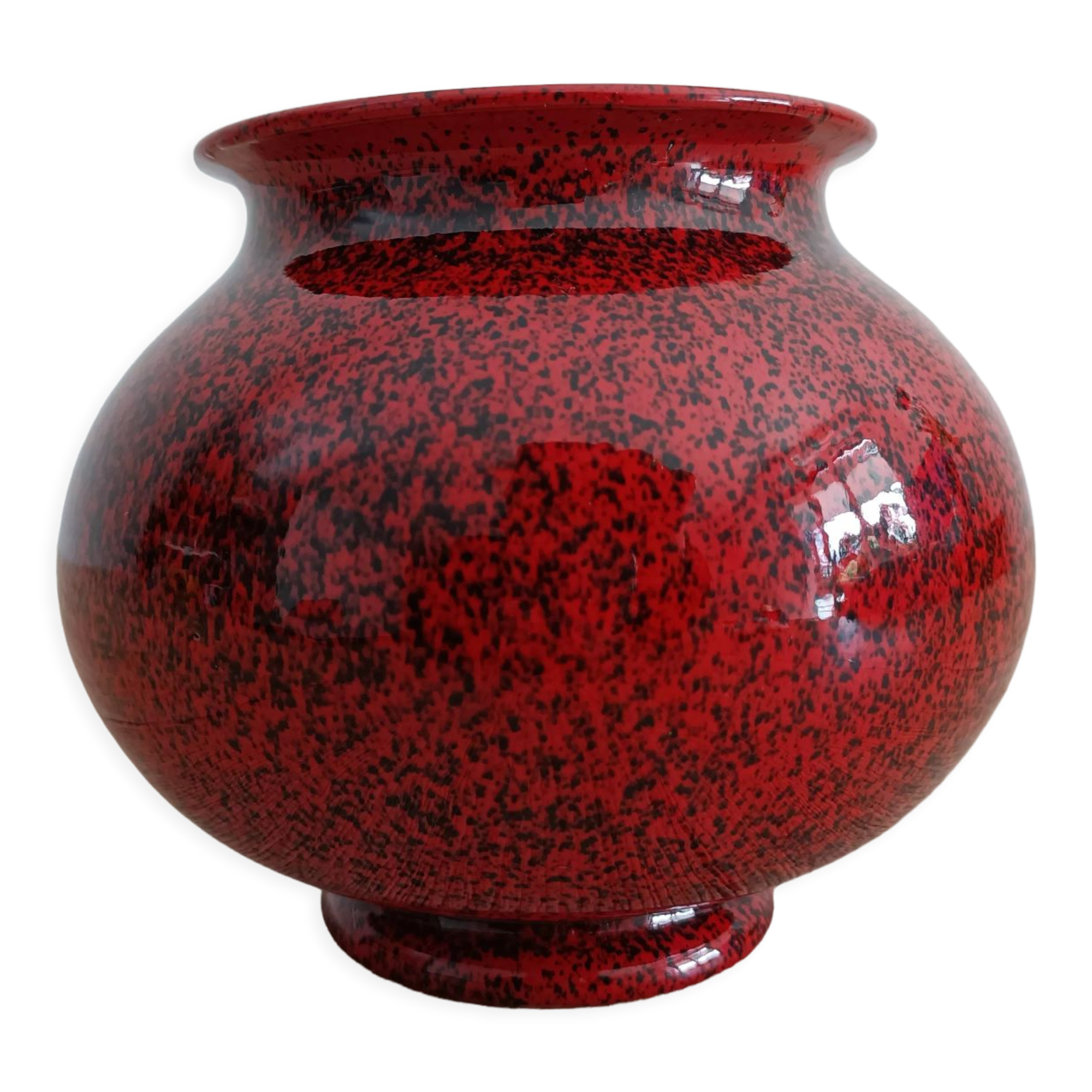 Red and black ceramic vase or pot cover