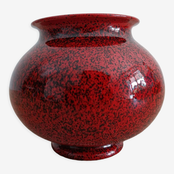 Vase ou cache-pot en céramique rouge et noir