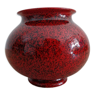 Vase ou cache-pot en céramique rouge et noir