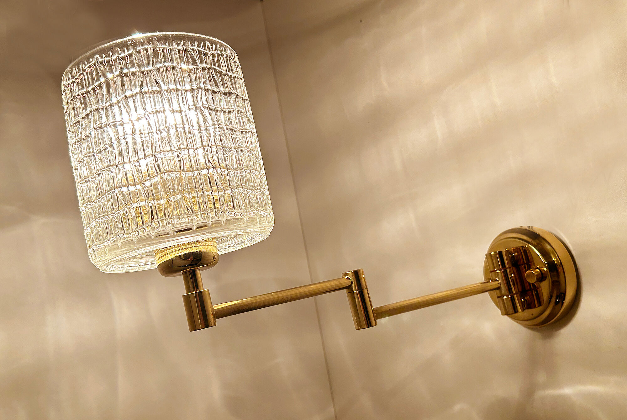 Pair of vintage scandinavian wall lamps 60 years white brass opaline