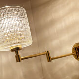 Pair of vintage scandinavian wall lamps 60 years white brass opaline