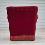 1970s, Danish lounge chair, original condition, cherry-red velour fabric.