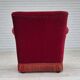 Chaise longue danoise des années 1970, état d'origine, tissu velours rouge cerise.