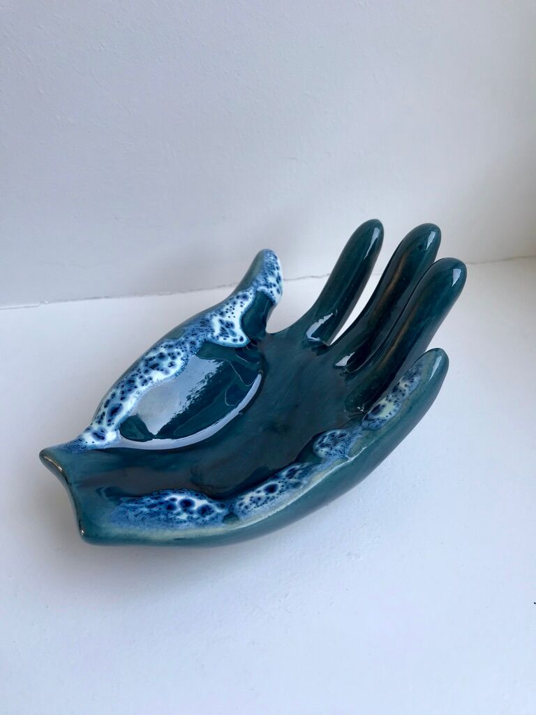 Empty pocket ceramic ring fat lava signed vallauris 70s