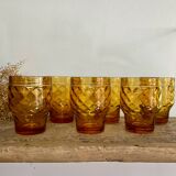 6 amber glasses