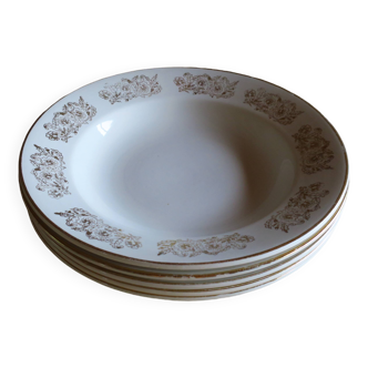 5 deep plates Golden Frise Digoin and Sarreguemine