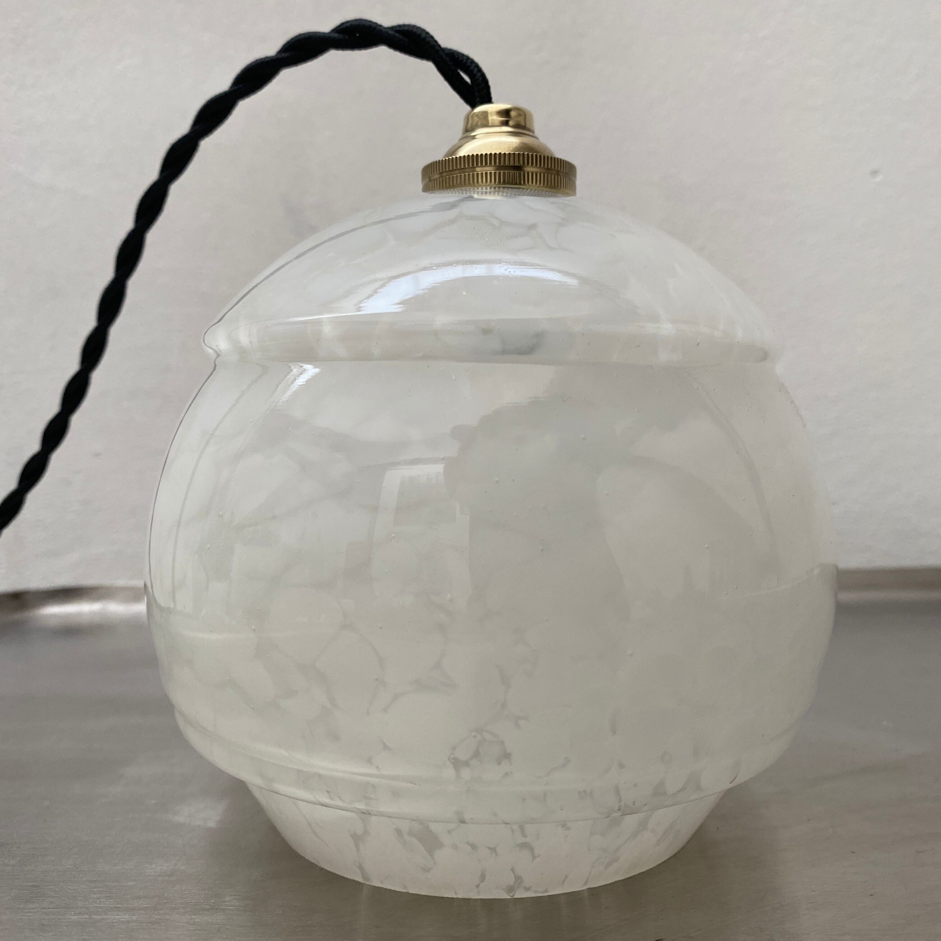 Lot 2 round clichy glass hanging lamps
