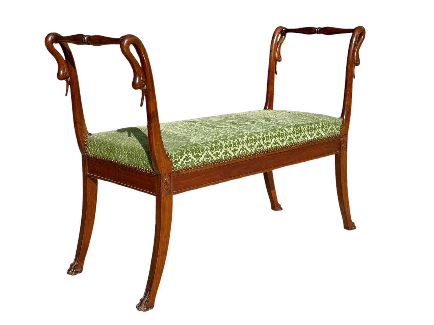Empire Style Mahogany Swan Neck Bench