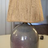 Signed ceramic lamp, rope lampshade