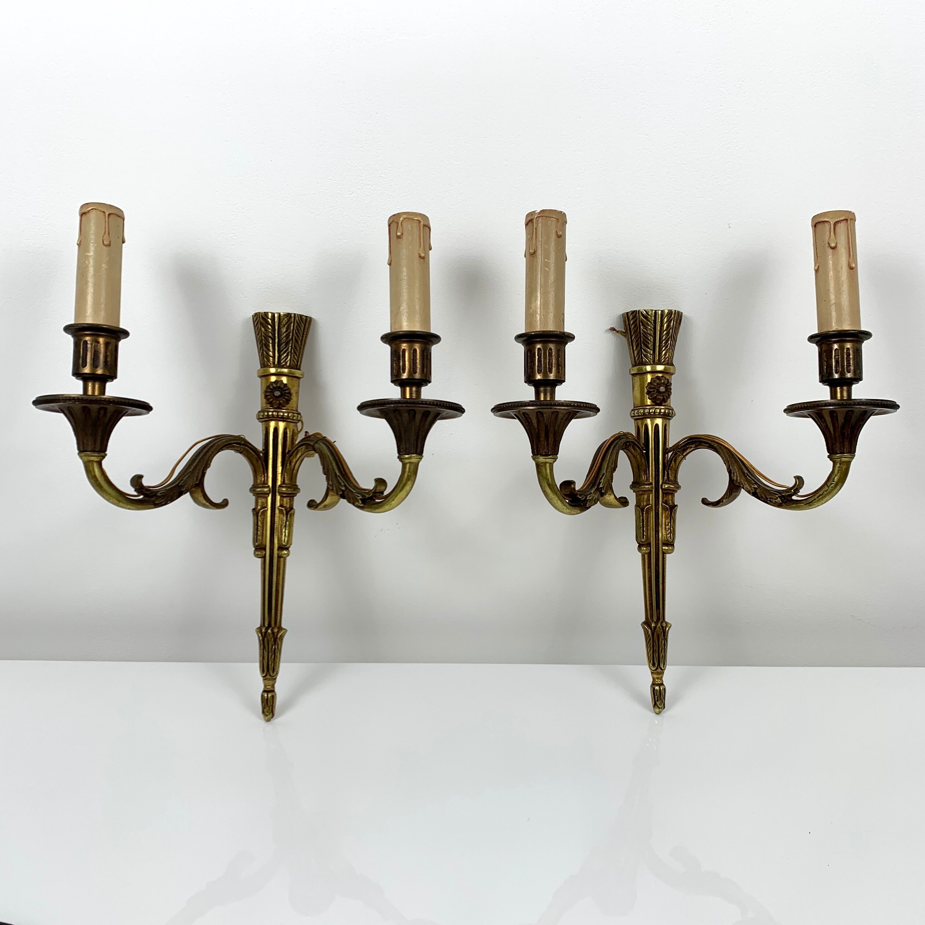 Pair of gold bronze wall ligt old or Empire Carquois Fleche Lucien Gau Paris