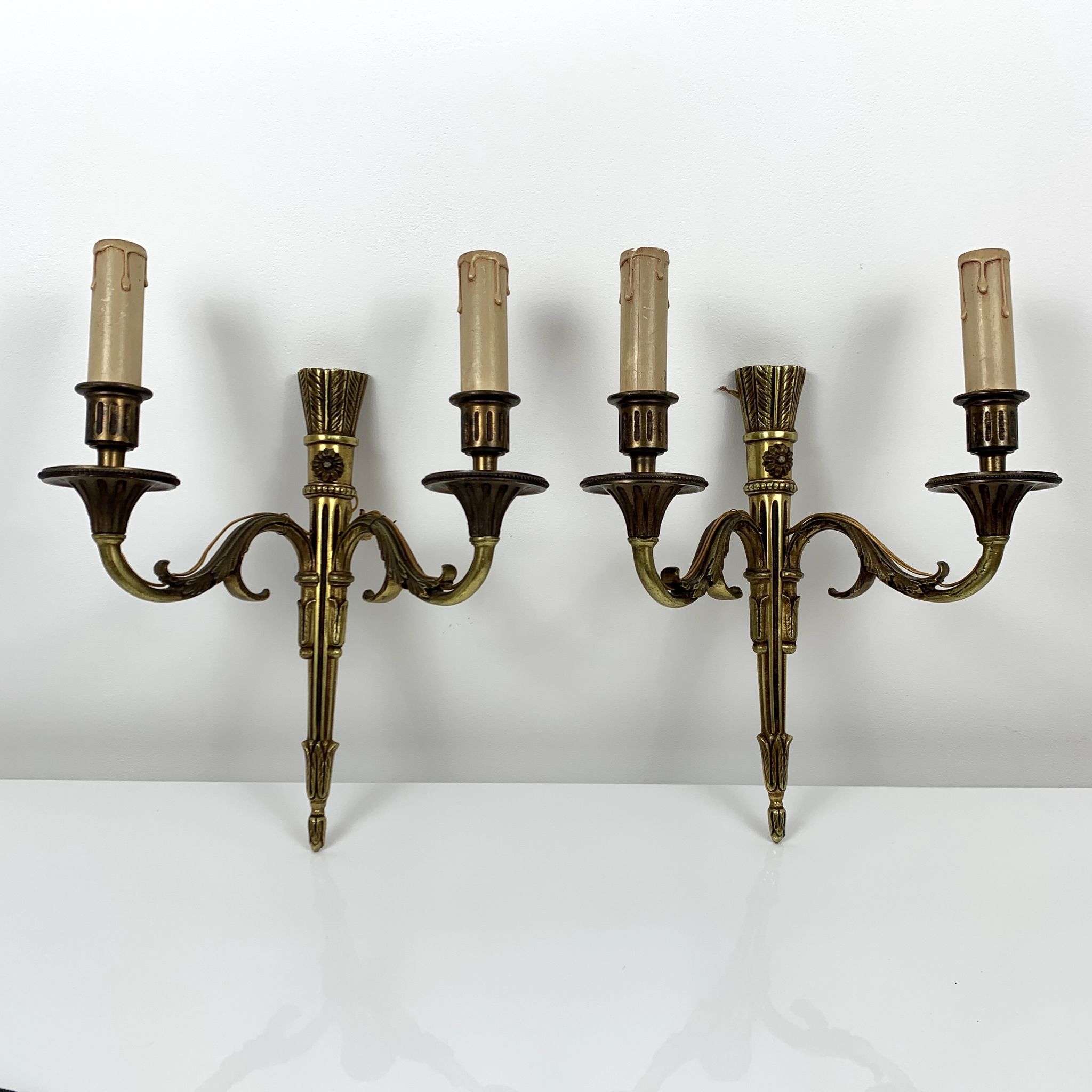 Pair of gold bronze wall ligt old or Empire Carquois Fleche Lucien Gau Paris