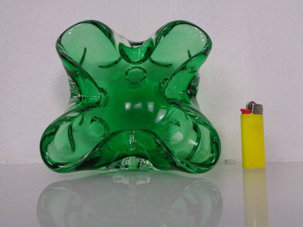 Green Sommerso Murano Glass Ashtray, Italy, 1960s