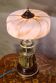 lamp 1900 brass bronze wood, marbled opaline shade 43x23 inter with dash