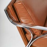 Pair of metal and leather armchairs from the 60s